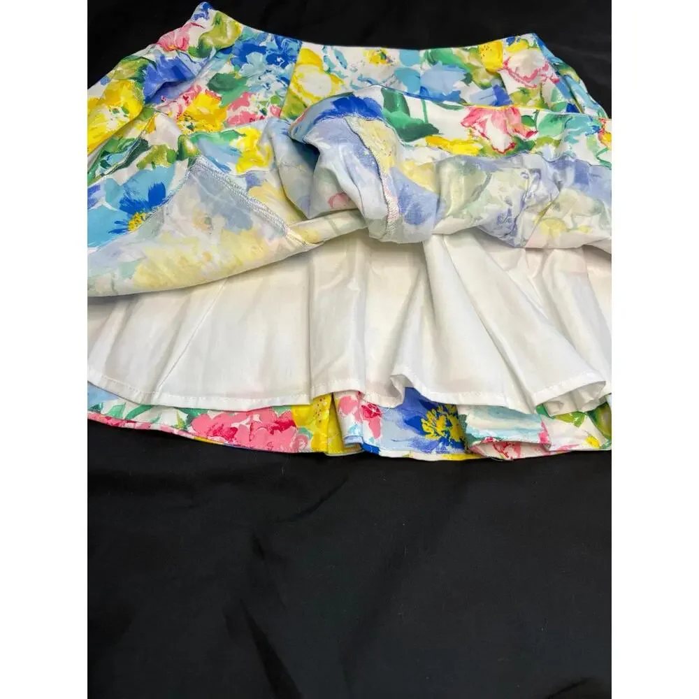Polo Ralph Lauren‎ Girls Fully Lined Cotton Sateen Floral Pleated Mini Skirt 14